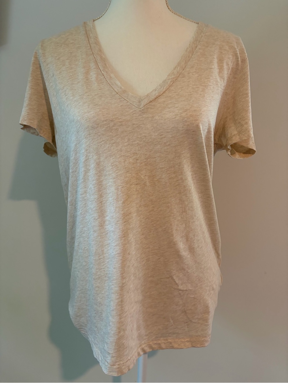 J. Crew Women's V-Neck Tee in Heathered Tan